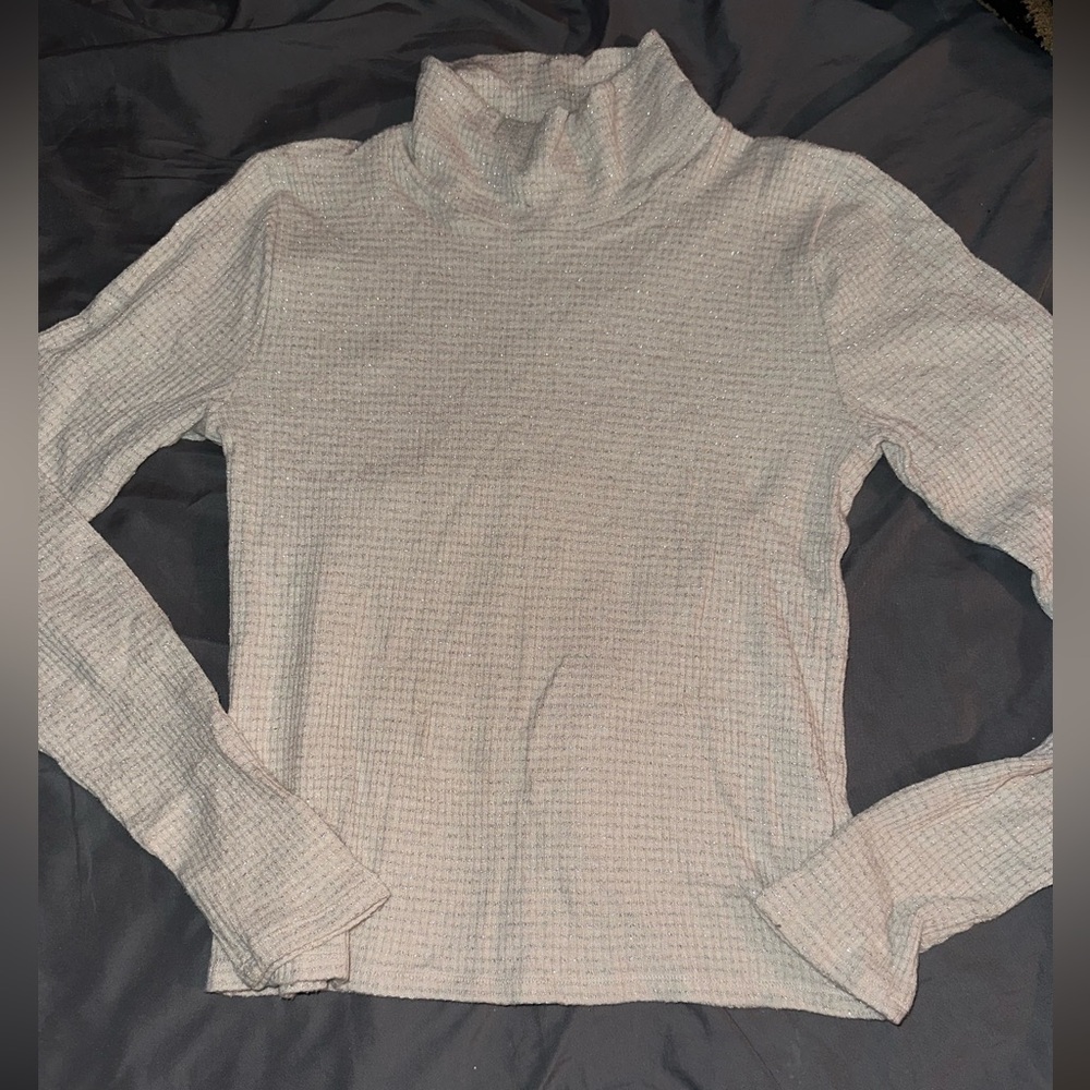 Abercrombie & Fitch Beige and Silver Turtleneck Sz. L
